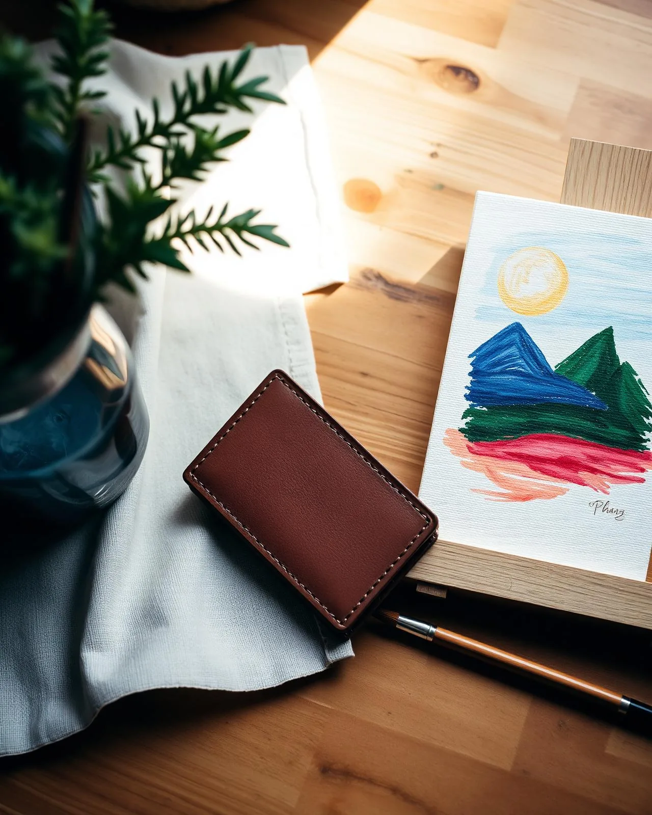 Family-made leather goods and paintings