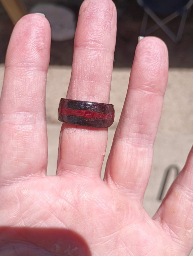 Wooden Ring with Leather Inlay, Size 8 view 2