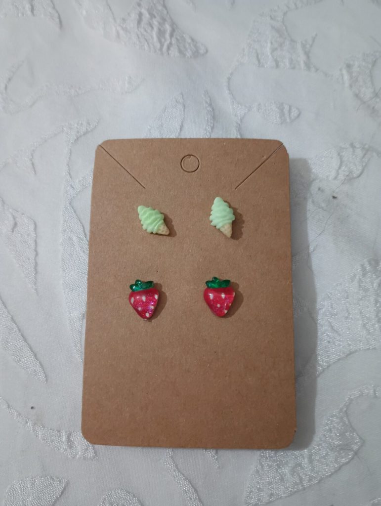 Ice Cream Cone and Strawberry Stud Earrings