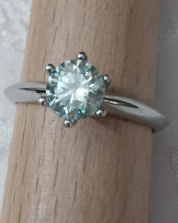 1ct Moissanite Ring, Ice Blue