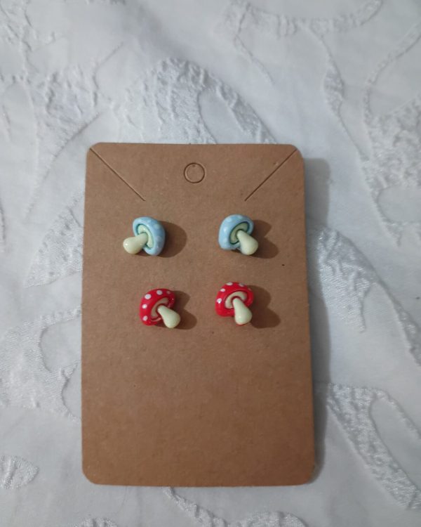 Mushroom Studs, Blue and Red