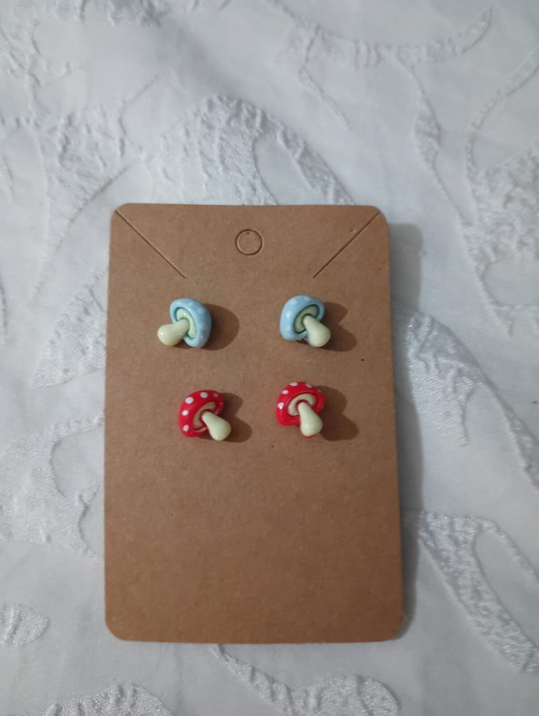 Mushroom Studs, Blue and Red