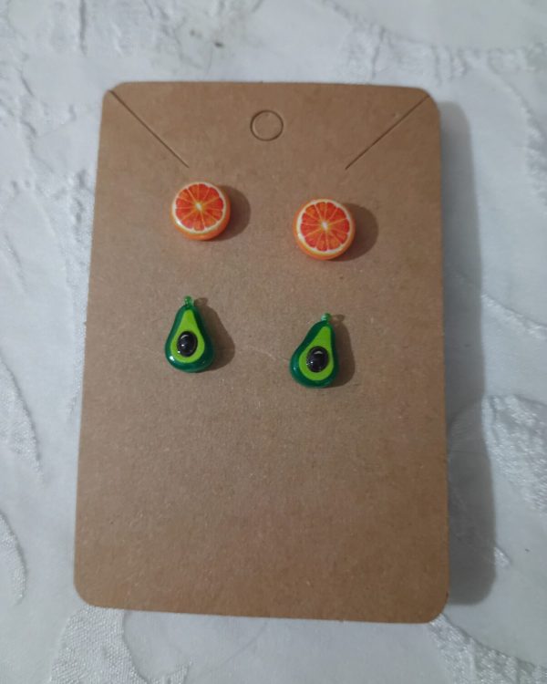 Orange and Avocado Stud Earrings