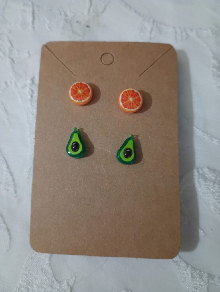 Orange and Avocado Stud Earrings