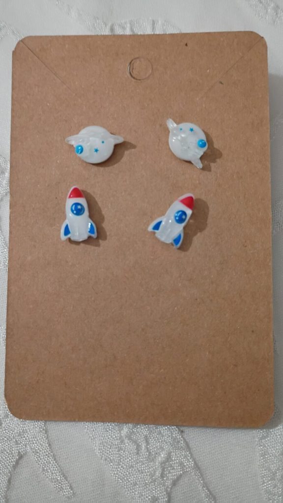 Planet and Rocket Stud Earrings