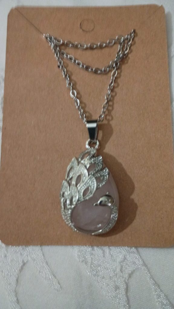 Rose Quartz Peacock Necklace