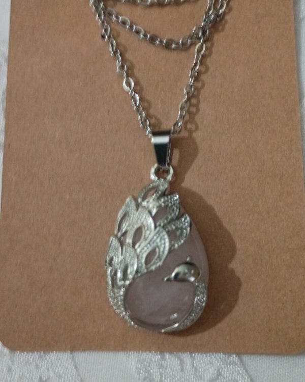 Rose Quartz Peacock Necklace