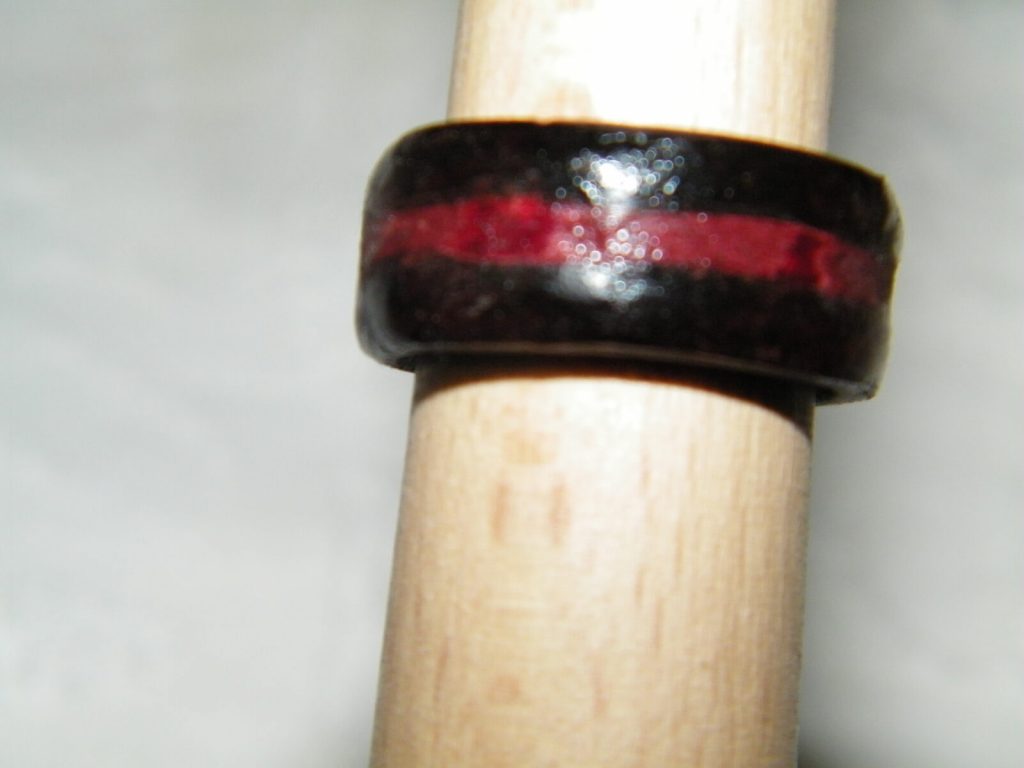 Wooden Ring with Leather Inlay, Size 8