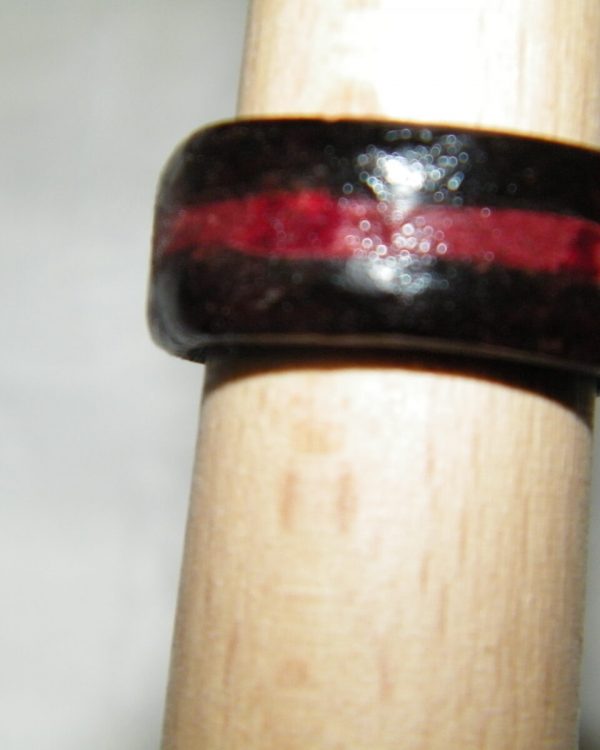 Wooden Ring with Leather Inlay, Size 8